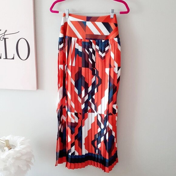 EUC Debbie Shuchat multicoloured abstract print pleated skirt, 4 - Picture 4 of 6